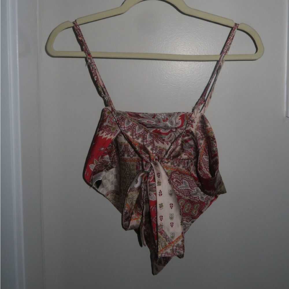 Red and Cream Paisley Top
